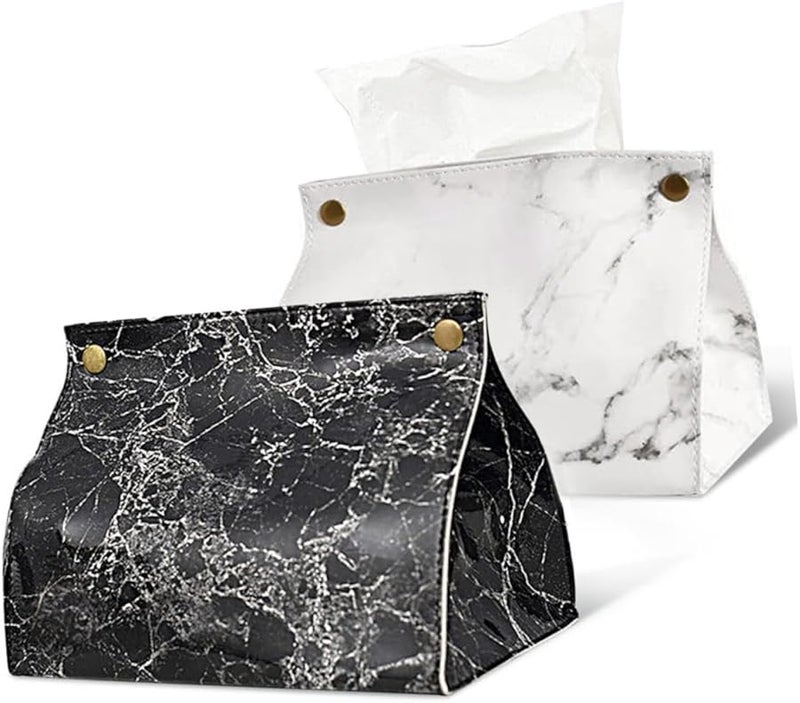 غطاء صندوق المناديل ذو نمط الرخام موزع قابل للسحب لحفظ الأدوات المنزلية - Image 5